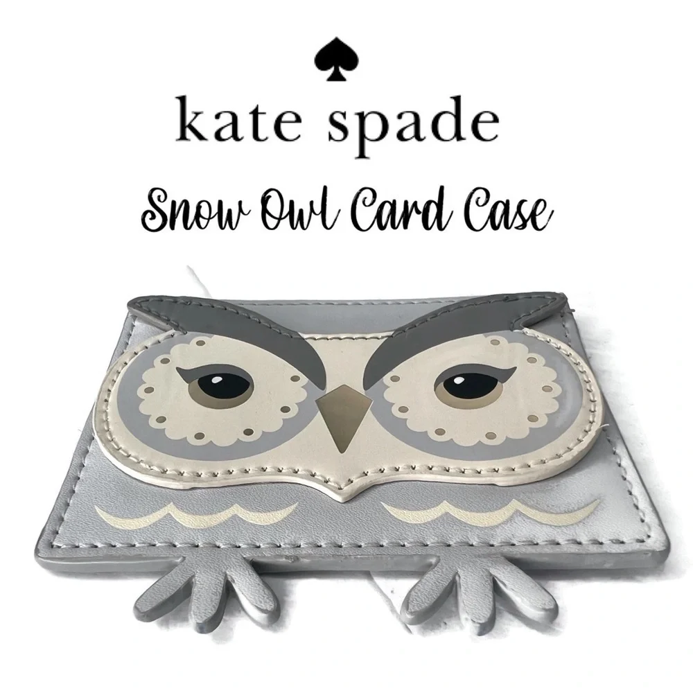 Kate Spade Snow Owl Credit Card Leather Case Gray